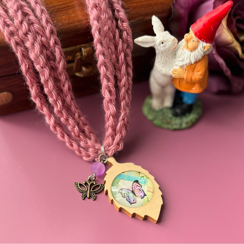Handmade Butterfly Pendant Necklace in Antique Bronze - Picture 4 of 14